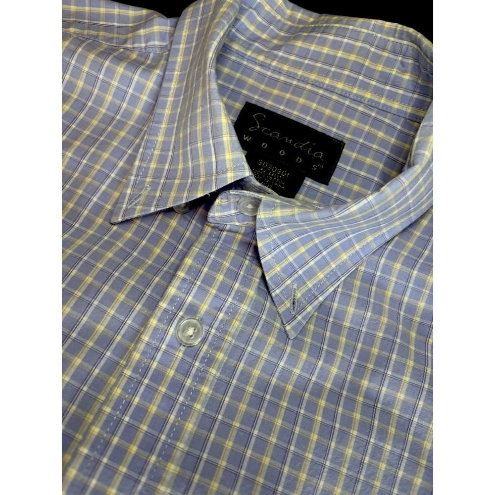 Scandia Woods Shirt Mens Medium Purple  Beige Short Sleeve Button Up Patterned‎